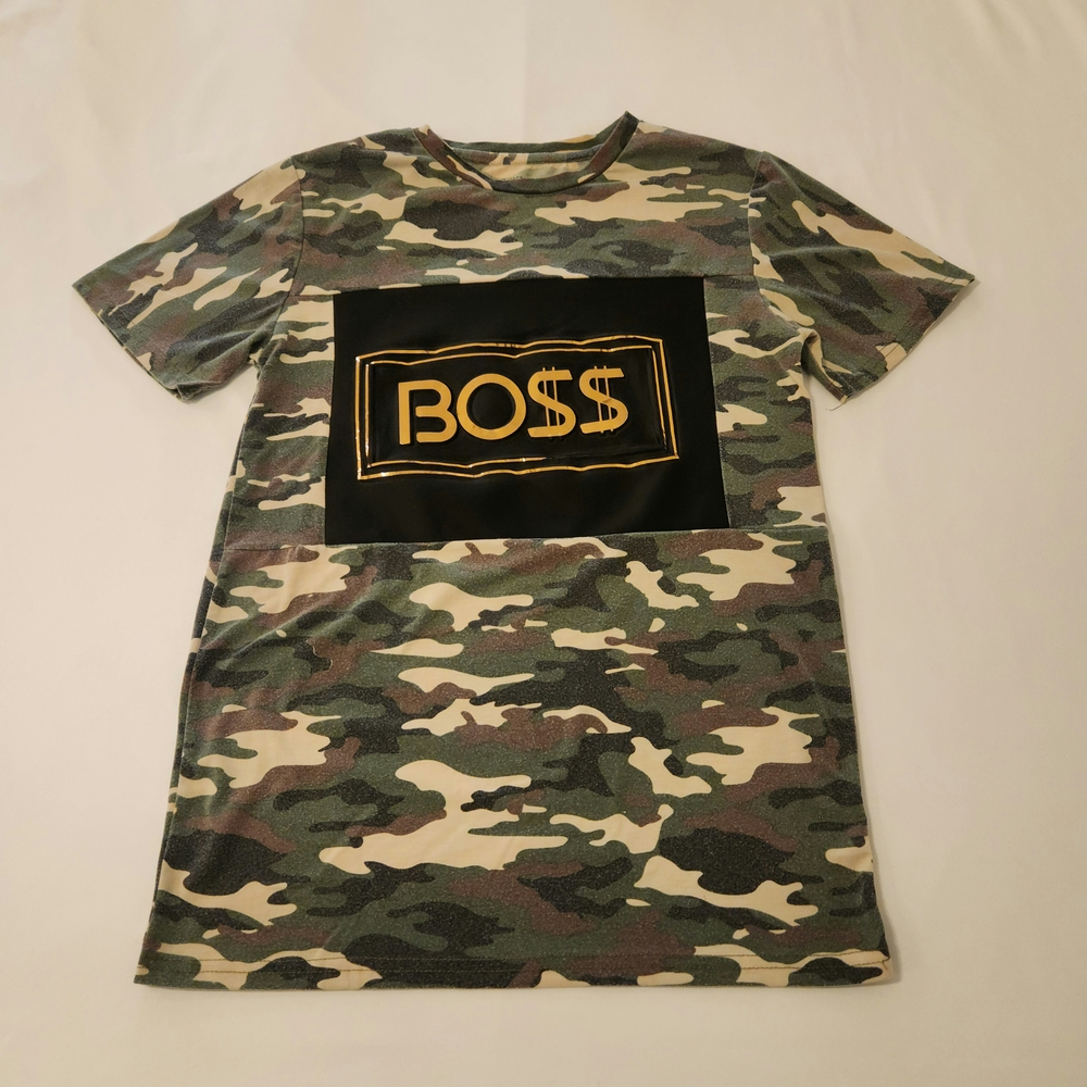 Brooklyn Laundry Camo Kids Tee with Boss Graphic